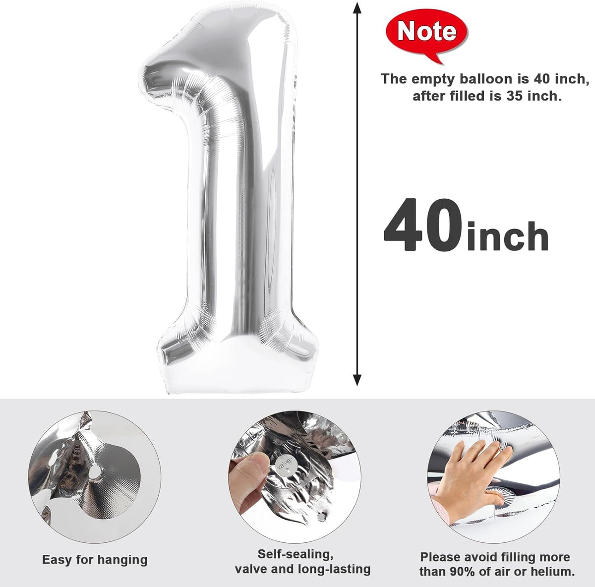 Number 14 Balloons - Large 40 Inch Silver Foil Birthday Decorations for 14th Celebrations