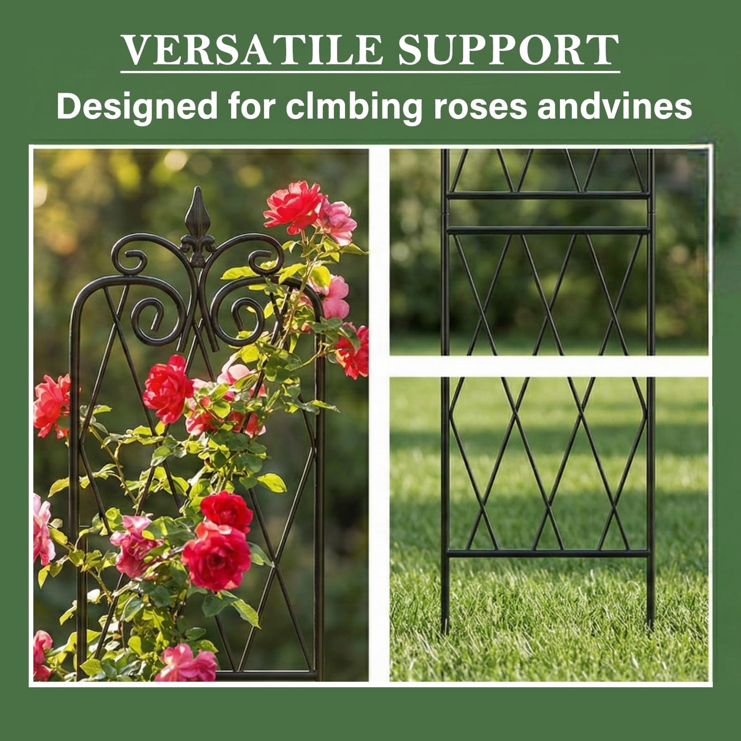 SCENDOR 2 Pack 71" H x15 W Trellis,Black Garden Trellis for Climbing Plants Outdoor Metal Frame Sturdy Trellis for Rose