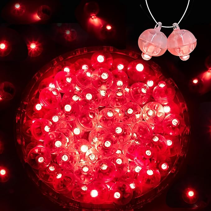 50PCs Mini Led Lights, Led Balloons Light for Party Decorations Neon Party Lights for Paper Lantern Easter Eggs Birthday Party Wedding Halloween Christmas Decoration(Glow steadily Red)