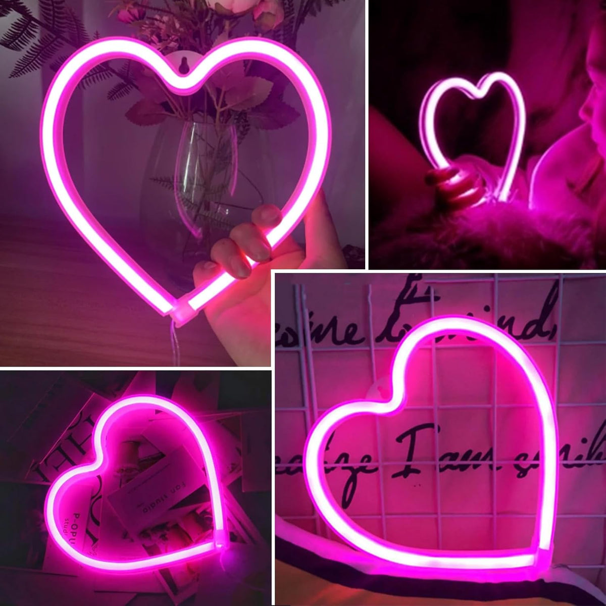 Skiennix Pink Heart Neon Sign - USB & Battery Operated LED Lights for Valentine's Day Decor | Perfect Gift for Wife & Girls’ Room
