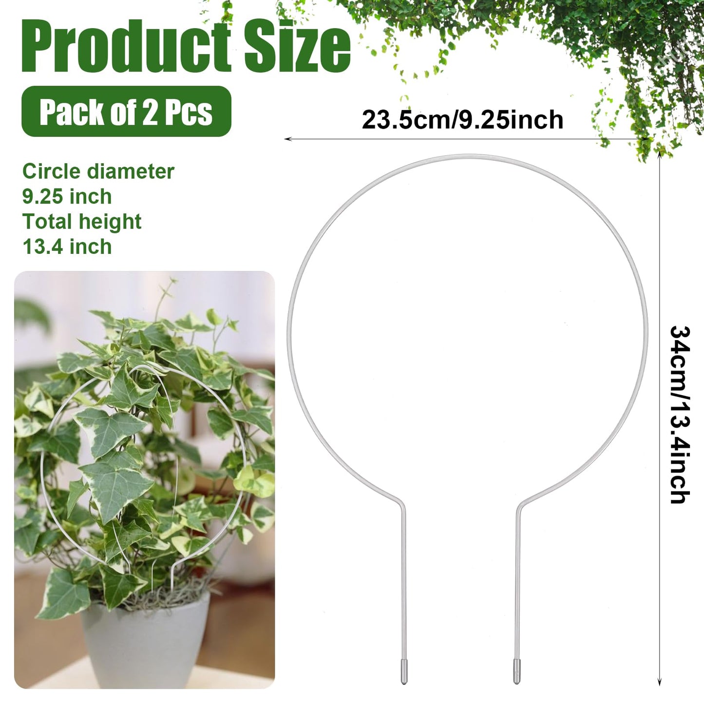 2 PCS Round Plant Trellis for Potted Plants, Small Trellis Indoor Outdoor Rust-Proof Circle Trelli for Climbing Plants Circle Plant Climber Support Stakes for Potted Flowers Garden Stem Vines