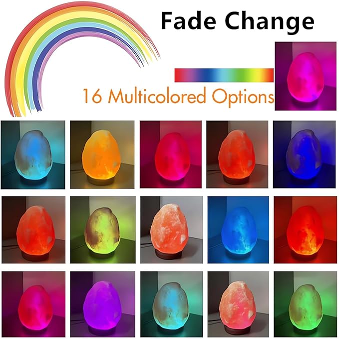 Himalayan Salt Lamp,Natural Wall Light Salt Lamp with 1 Bulbs,Rocks Salt Night Light with Butterfly Metal Basket Gift（Fade-Change）
