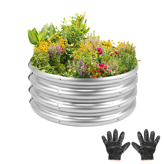 Gardeal Garden Galvanized Raised Garden Bed Kit - Metal Planter Box for Vegetables/Herbs/Flowers, Heavy-Duty Steel Outdoor Garden Box with Reinforced Edges (2x2x1 FT)