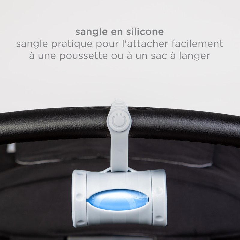 Ubbi Retractable On the Go Bag Dispenser for Travel, Diaper Bag Accessory Must Have for Newborn, Helpful Item, Baby Gift, Lavender Scented, Gray