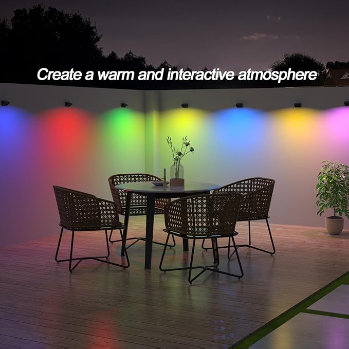 Solar Fence Lights,Fence Solar Lights Outdoor Waterproof Led IP65 with10 Fixed Colors ＆ RGB Color Changing for Wall Backyard Step Railing Patio Pool Porchaily&Holiday Decorations (12)