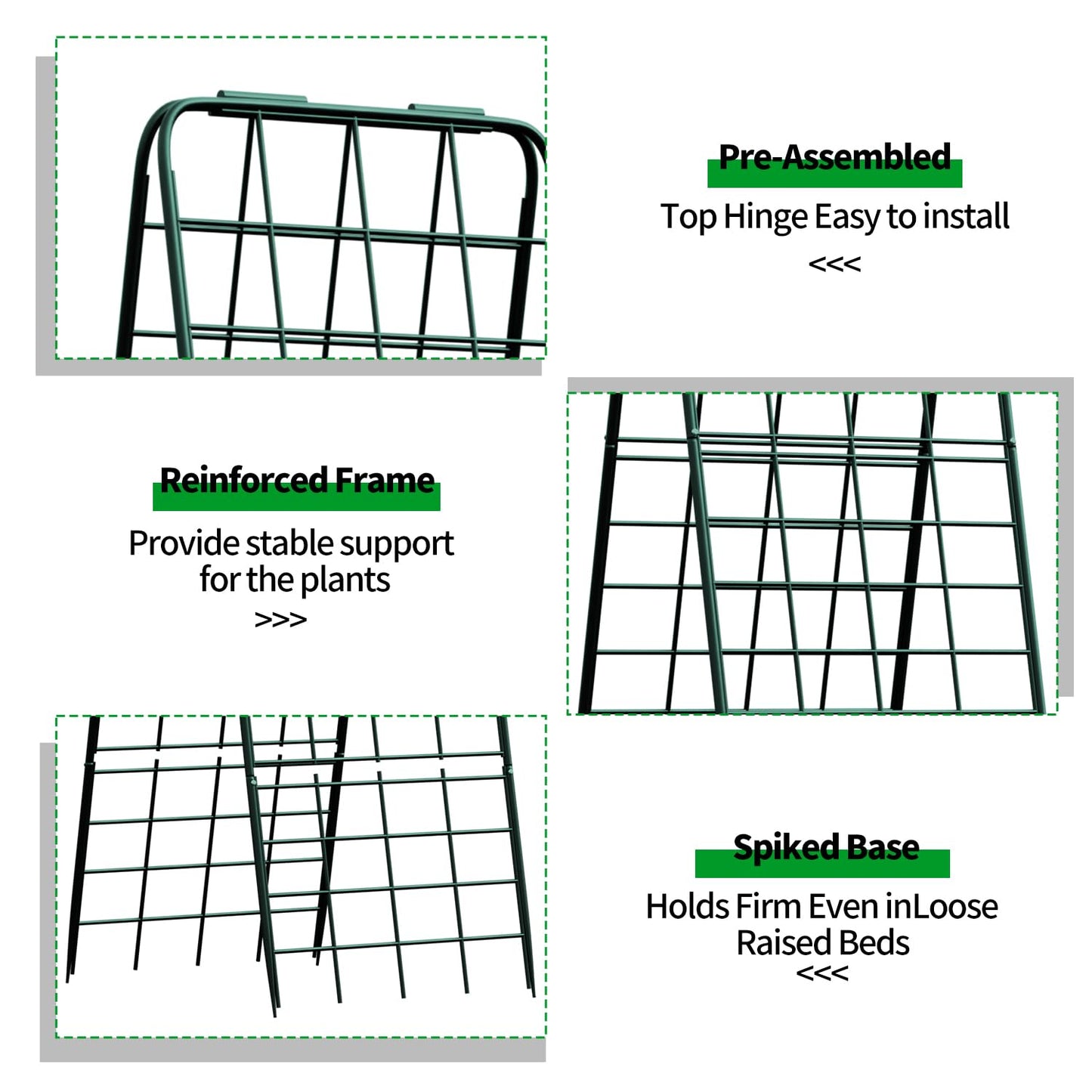 DOLEMODUO Heavy Duty Trellis for Climbing Plants, 50"x17" Adjustable Height Steel Cucumber Trellis, Powder Coated Metal Garden Trellis for Raised Beds,Tomatoes, Cucumbers & Outdoor Vines