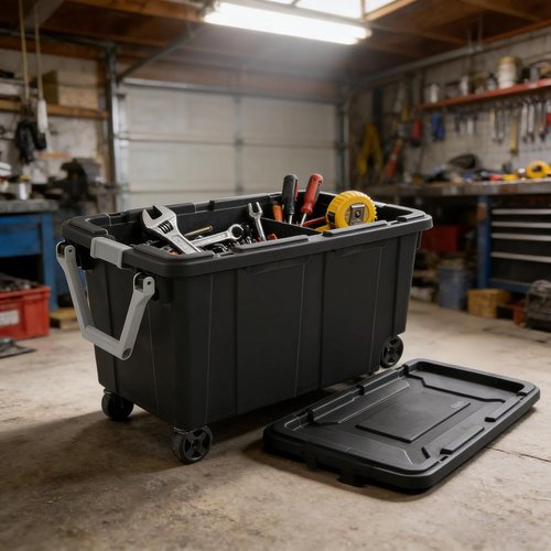 40 Gallon Storage Bins by [Brand Name] - Durable Tote with Lids & Wheels for Bedroom, Garage, Dorm Room | Black, 2 Count
