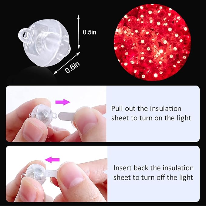 50PCs Mini Led Lights, Led Balloons Light for Party Decorations Neon Party Lights for Paper Lantern Easter Eggs Birthday Party Wedding Halloween Christmas Decoration(Glow steadily Red)