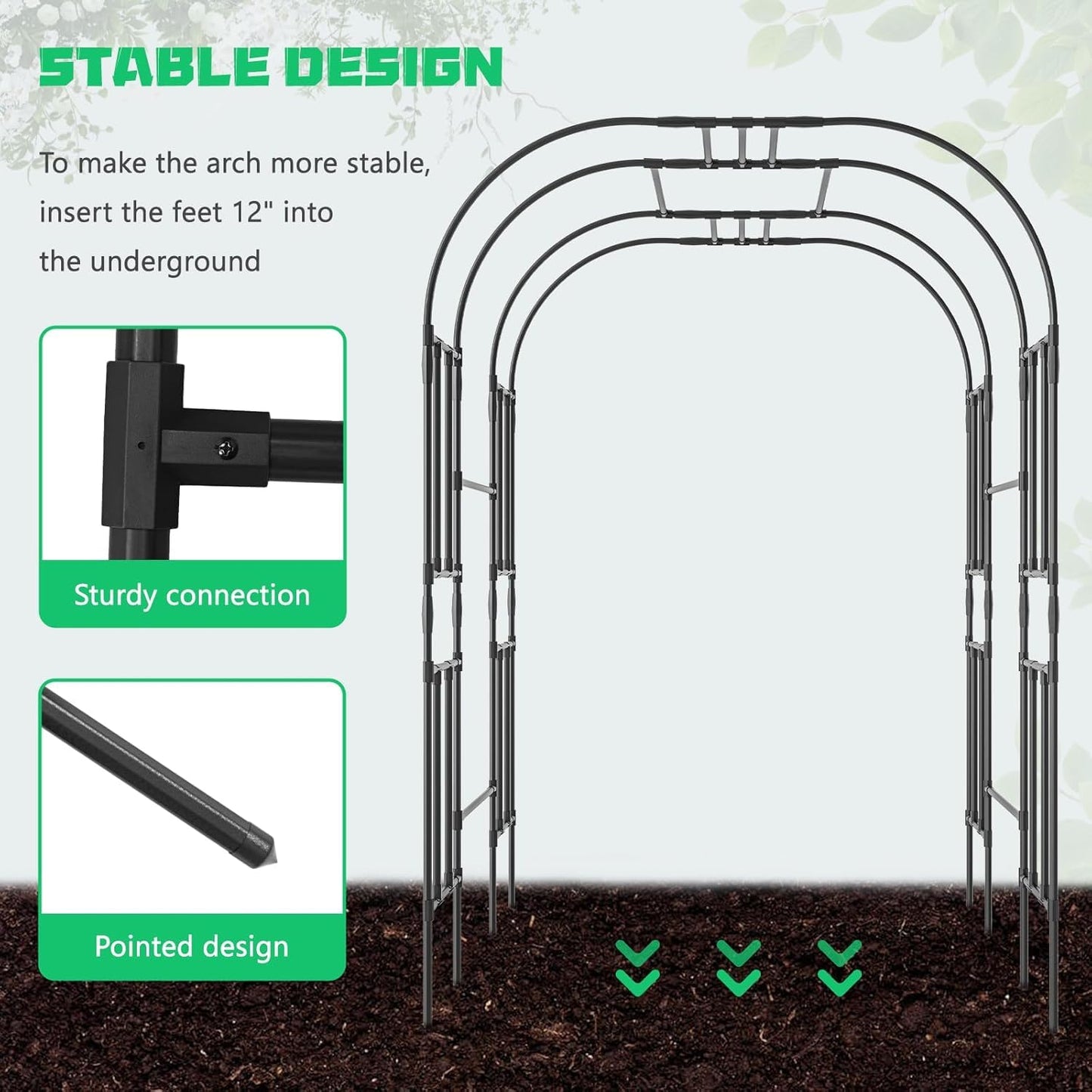 DoCred Large Garden Arch Trellis for Climbing Plants, 87 Inch Tall Metal Plant Support Trellis Archway for Climbing Vine Vegetable/Fruit/Flower Outdoor Yard Lawn Garden Arch Tunnel Trellis