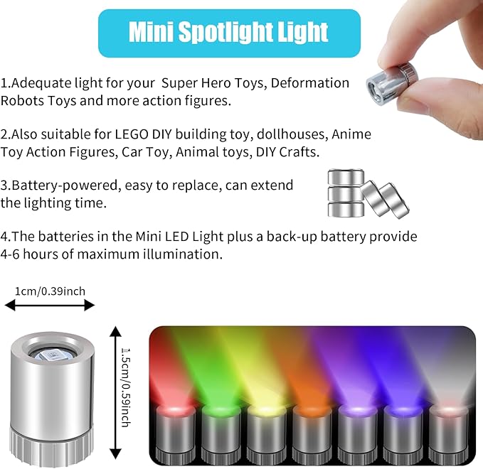 Mini LED Lights, 10 PCS Small Spotlight Battery Operated Tiny SMD Lamp for DIY Craft & Creative Decor. Perfect for Miniatures, Displays, and Custom Projects (Multi Color Changing)