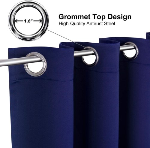 ChrisDowa Blackout Curtains - Thermal Insulated Room Darkening Panels Set (Navy Blue, 52W x 45L)