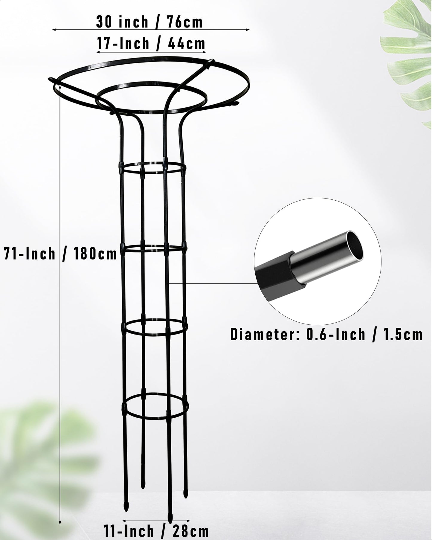 Garden Trellis for Climbing Plants - 71-Inch Adjustable Metal Plant Trellis for Indoor & Outdoor Potted Plants, Heavy Duty Trellis for Hoya, Roses, Vines