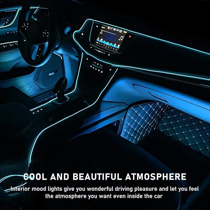 Car LED Strip Light, 24 LED RGB Auto Interior Atmosphere Lights, Cigarette Lighter Under Dash Ambient Night Light, Interior Decorative Lamp Lighting Kit Car Accessories (Ice Blue)