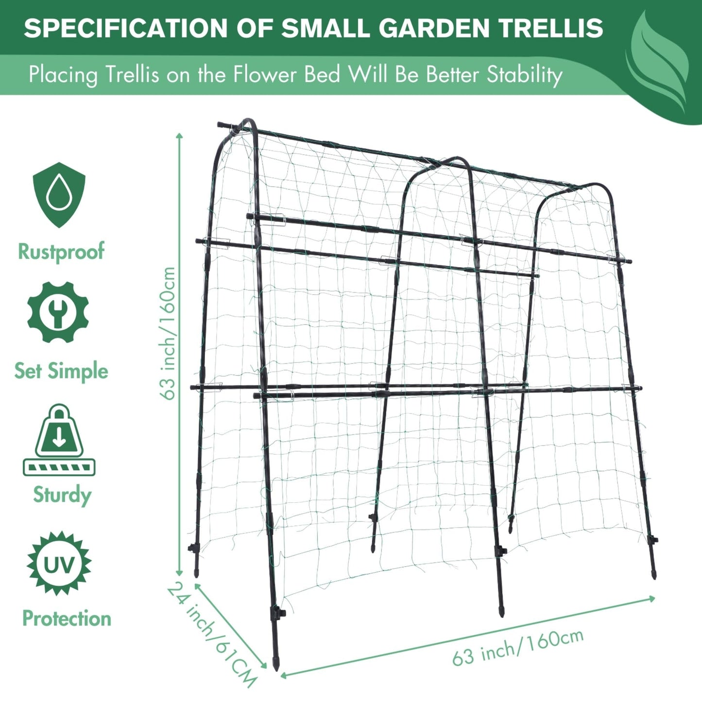 BAXAM ﻿Cucumber Trellis Arch 5.3FT Black PP Coated Stainless Steel Garden Arch Trellis for Climbing Plants Outdoor, Garden Vegetable Trellis for Climbing Plants with Netting