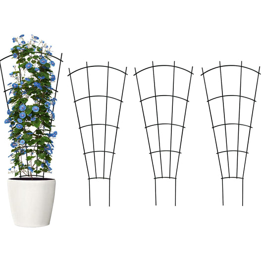 Thealyn 4 Pack 43" Metal Plant Trellis for Pots & Garden Beds, Rustproof Support for Indoor Outdoor Climbing Plants, Vines, Flowers, Fan Shaped, Black