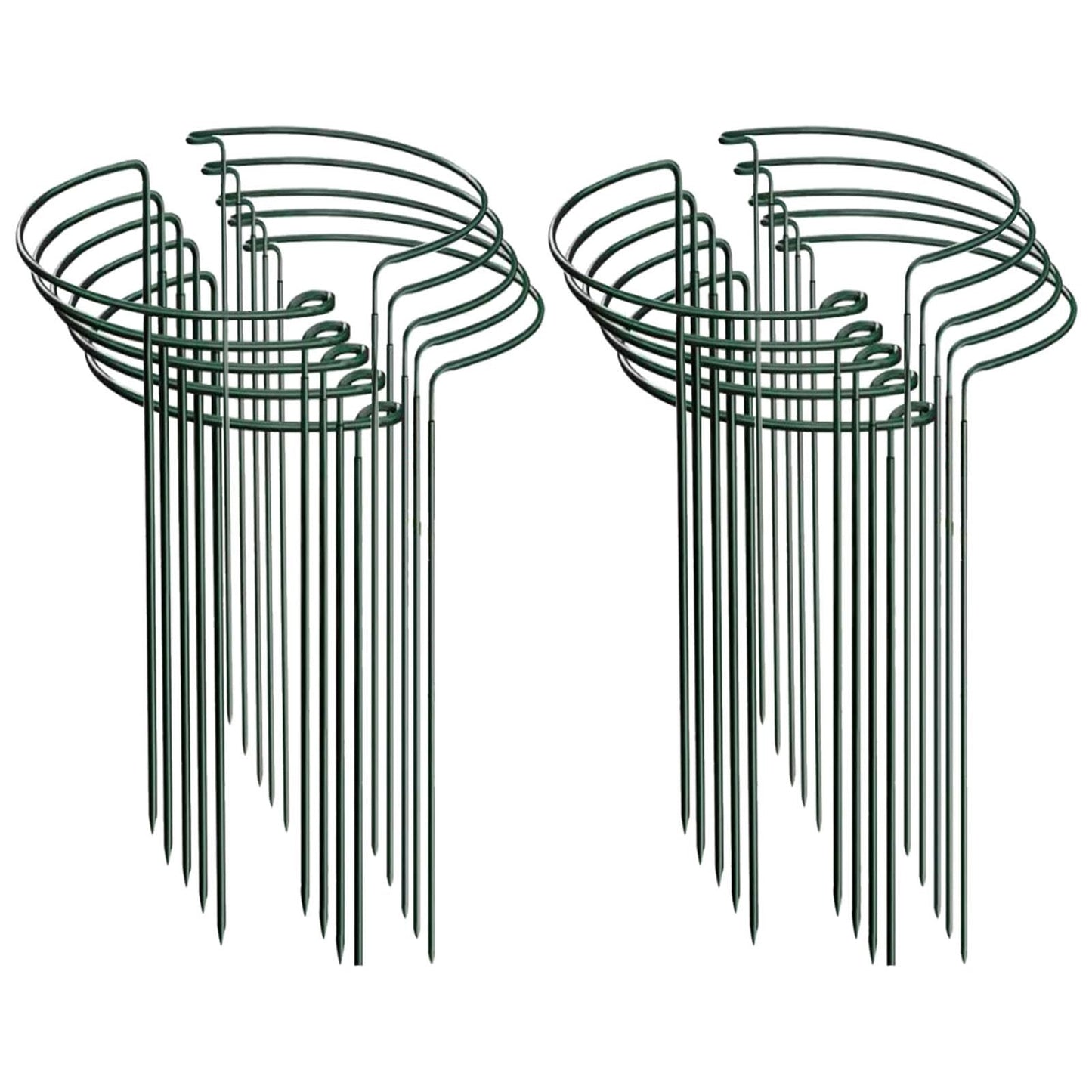 10 Pack Plant Support Stakes, Heavy Duty Interlinked Half Round Peony Metal Peony Cage, Garden Plant Support Ring for Indoor Outdoor Plants, Tomato, Hydrangea, Monstera, Flower (14 x 8inch)
