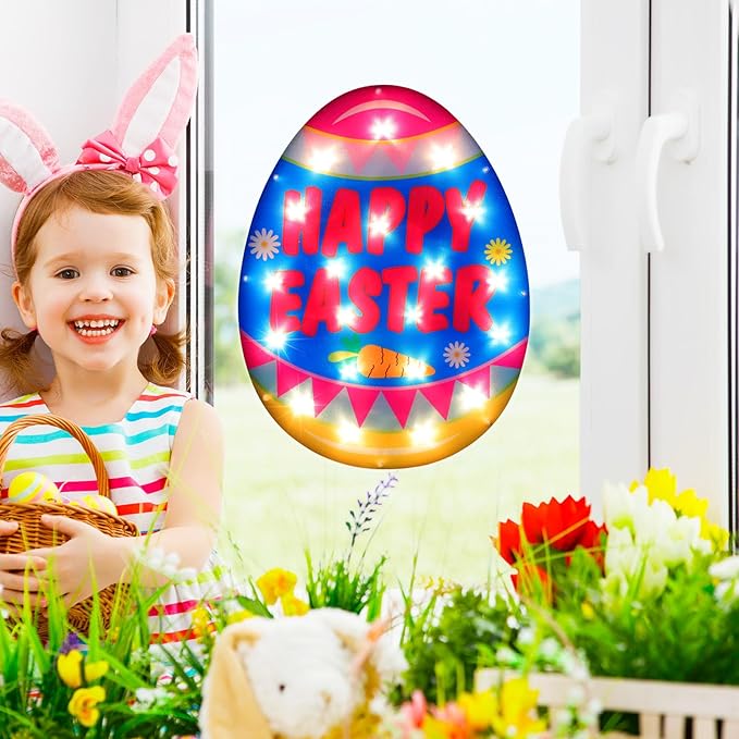 LAMPHOME Light Up Easter Eggs Waterproof Indoor Outdoor String Lights for Easter Window Decoration, Party, Garden