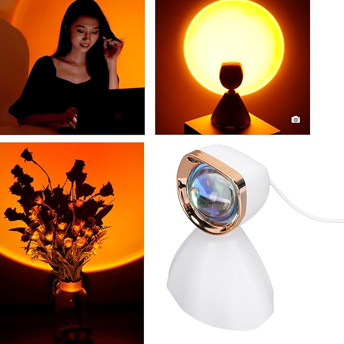 TOPINCN ABS Sunset Projection Lamp, Orange Mood Light, Twilight Glow Illuminators, Ambient Night Lighting for Bedroom Party Indoor Decoration, Selfie Background