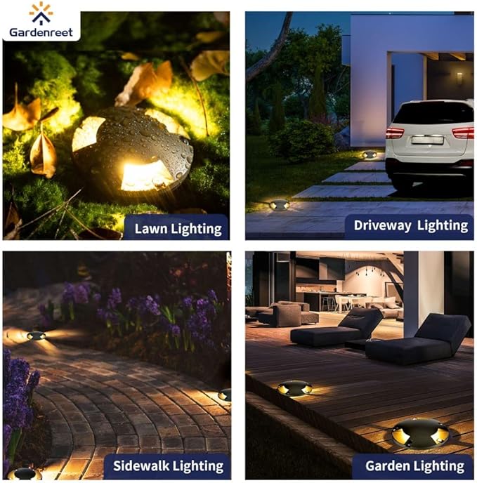 Gardenreet In Ground Well Light - Brass Low Voltage Waterproof Ip65 Outdoor Landscape Lighting, LED 12V In-Grade Turret Top Light, Antique Bronze for Walkway Patio Deck with 2700K Warm White MR16 Bulb
