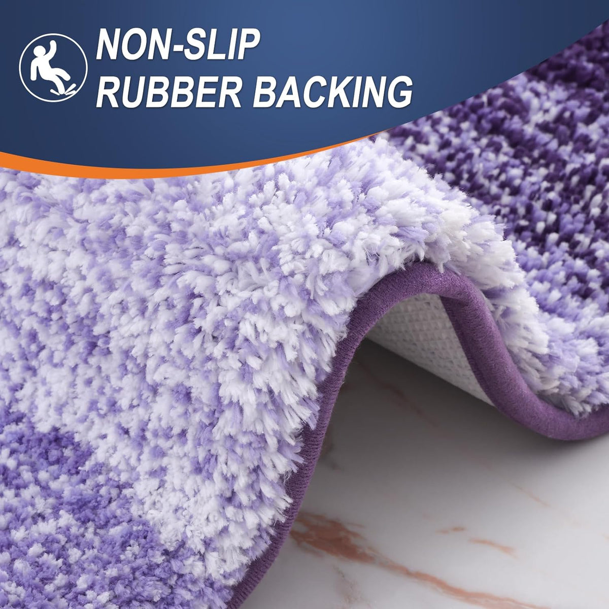 OLANLY Bathroom Runner Rug - Extra Soft Microfiber Mat, Quick Dry & Washable | 44x24, Violet