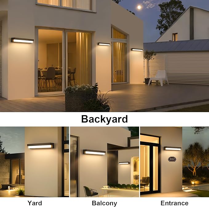 Boajuna Outdoor Solar Wall lamp, Dusk to Dawn Motion Sensor Lantern with 3 Lighting Modes, Wireless Exterior Solar Porch Lights Wall Mount Patio Fence Outdoor Light Fixture