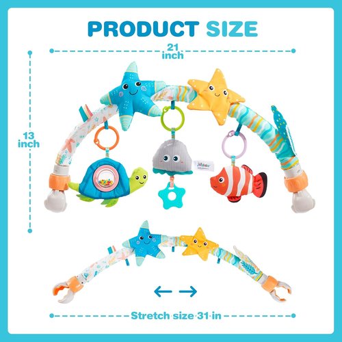 Jollybaby Musical Bassinet Mobile - Clip-On Toy with Music Box for Infants 0-12 Months | Starfish Design