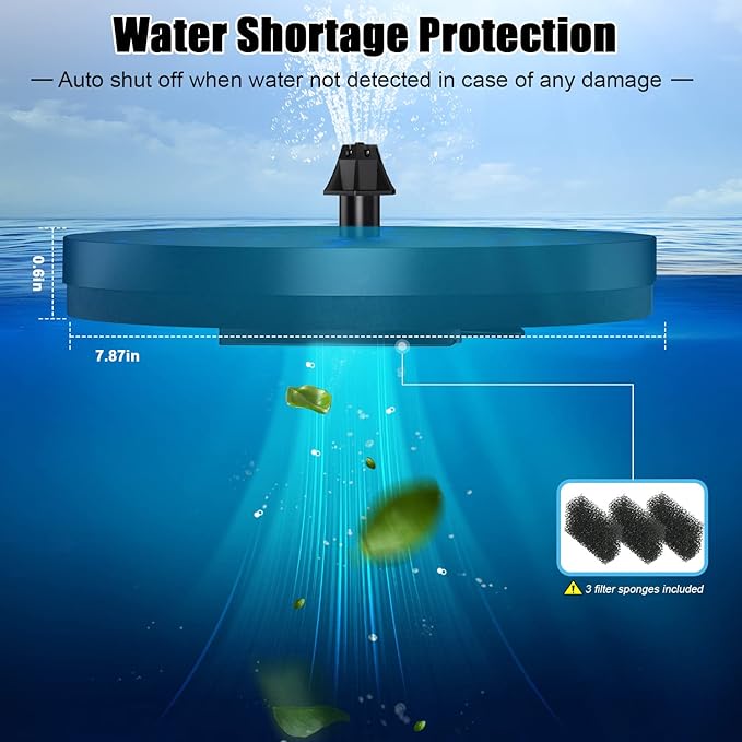 Solar Bird Bath Fountains Upgraded, 4W Solar Powered Water Fountain Pump with 4000 Battery, 7 Nozzles & 4 Fixers, Colorful LED Lights for Garden, Pond, Swimming Pool, Fish Tank, and Outdoor