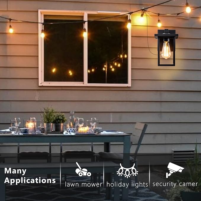 Porch Lights with GFCI Outlet, Black Outdoor Light Wall Mount, Waterproof Exterior Light Fixture with Outlet, Wall Sconce for House, Garage, Patio