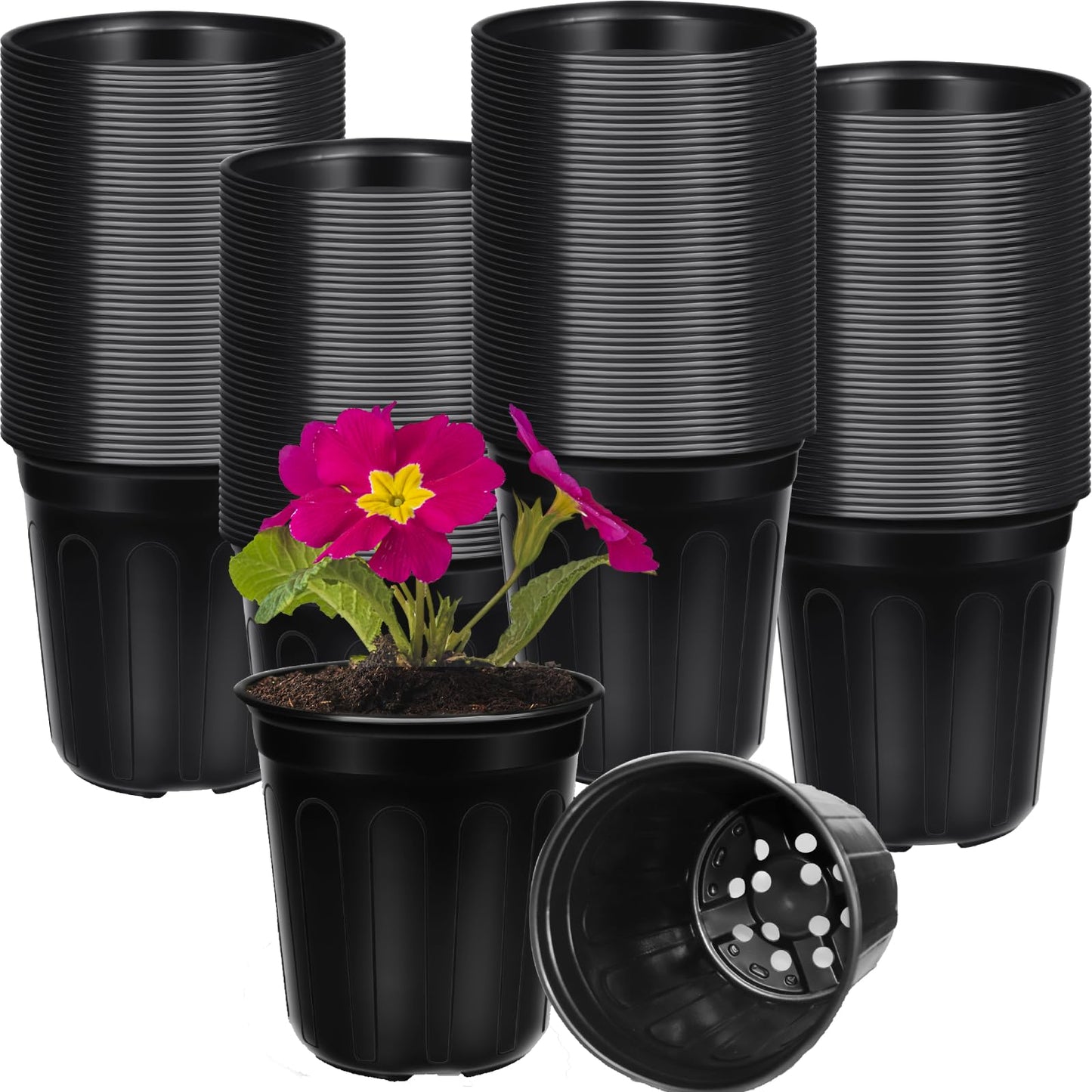 BeapTcely 100 Pcs 1 Gallon Nursery Pots, Flexible Plant Seedling Pots Transplanting Soft Plastic Planters with Drainage Holes for Planting Garden Flower Plant Container Cups Planter (100, 1 Gallon)