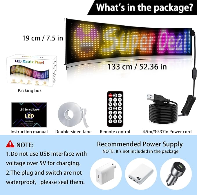 Large LED Devil Eye Lights for Windshield 52"x7.5" [Advanced Chip, 100% Synced Dual Screen] Programmable Custom Big LED Cat Eyes Display for Truck/Golf Cart Window with Remote & APP Control