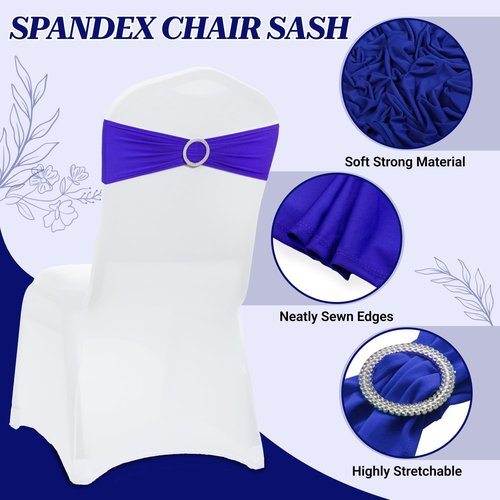 MDS Premium Spandex Chair Sashes - Universal Fit Elastic Covers with Buckle Slider | Pack of 100 - Royal Blue