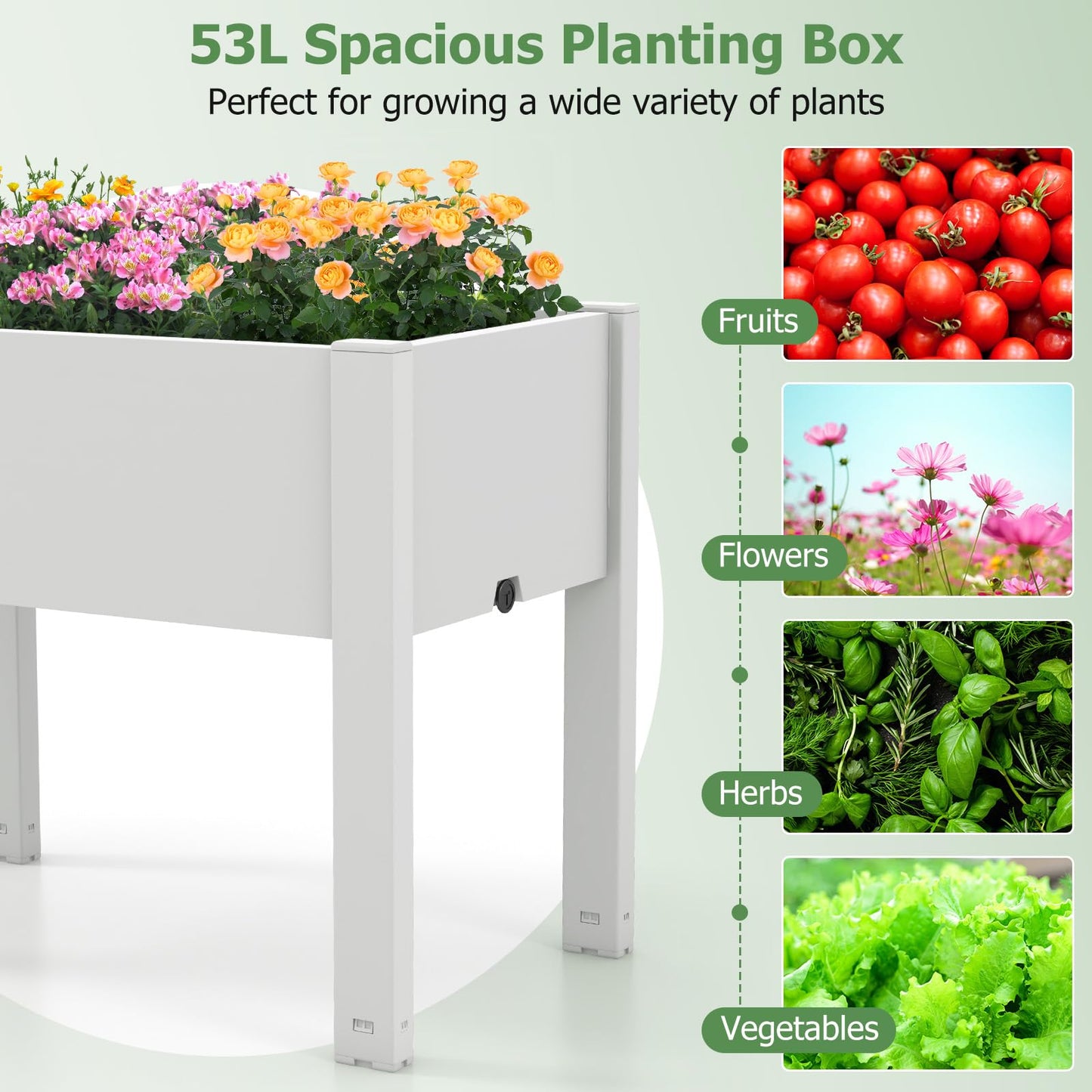 Toolsempire Raised Garden Bed Outdoor, Elevated Planter Boxes with Legs & Water Level Indicator, Garden Box Self-Watering Raised Beds for Gardening, Balcony & Deck (Greyish-White)