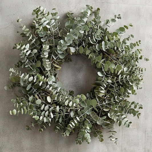 Fresh Eucalyptus Wreath Living Leaves 24" [California] Baby Blue Variety [Shipped Overnight] for Front Door Natural Wreath for Indoor Outdoor Farmhouse Festival Home Decor