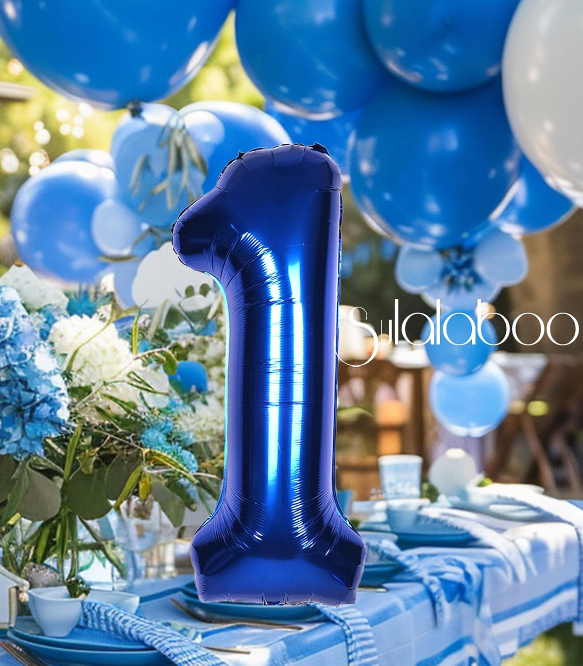 Skiennix 40-Inch Navy Blue Number 1 Balloon - Giant Foil Mylar Birthday Party Decoration
