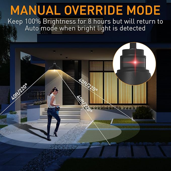 12.4'' Motion Sensor Outdoor Barn Lights, Dusk to Dawn Outdoor Lighting Wall Mount, Farmhouse Outdoor Wall Sconce Dome Gooseneck Barn Light for Porch Garage Patio, Waterproof Rustproof, 2-Pack