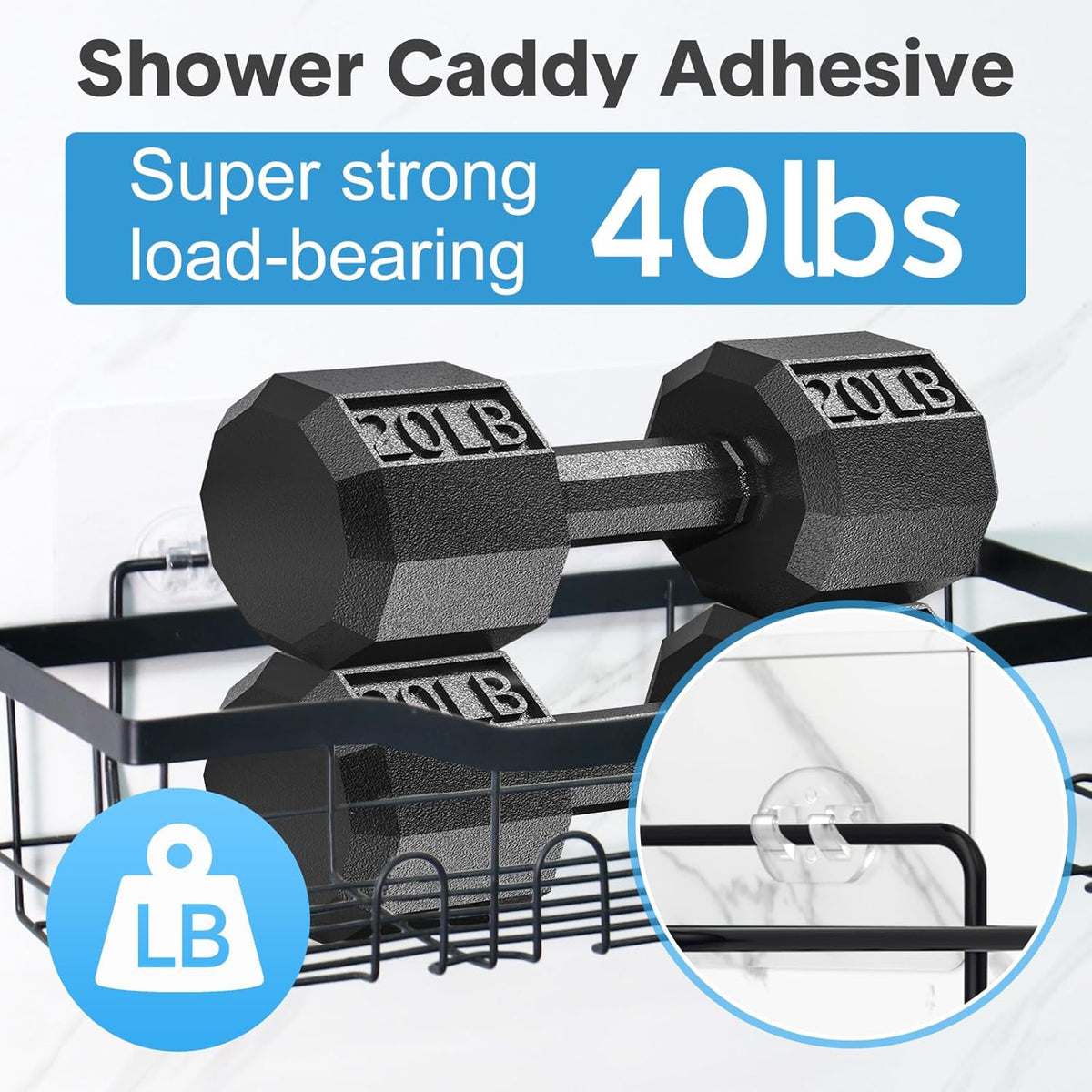 Skiennix Shower Caddy Hooks - 14 Pack Transparent Adhesive, No Drilling, Waterproof Design for Bathroom & Kitchen Storage