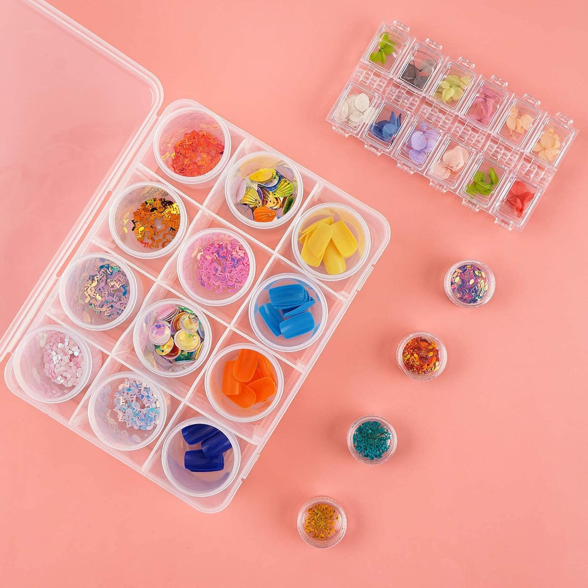 Segbeauty Gem Organizer Box - Clear Bead Container with 12 Secure Compartments | Ideal for Jewelry & Nail Art