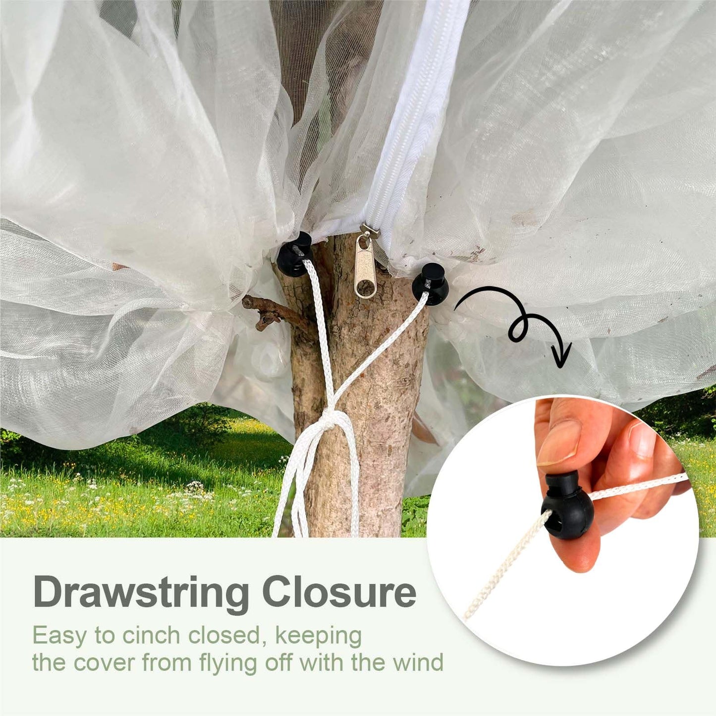 Homoda Fruit Tree Netting Cover with Zipper & Drawstring, 2 Packs 4ft x 4ft Insect Bird Barrier Netting for Garden Protection, Ultra Fine Mesh Garden Netting