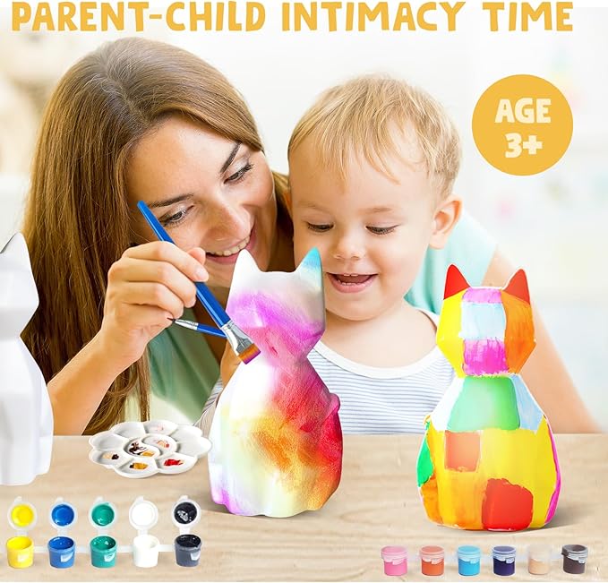 Goody King Paint Your Own Cat Lamp Kit, 2pcs DIY Cat Crafts Night Light, Arts & Crafts for Kids Ages 8-12, Painting Kit for Girls Boys Age 4 5 6 7 8+, Art Supplies Creative Gift for Birthday, Party