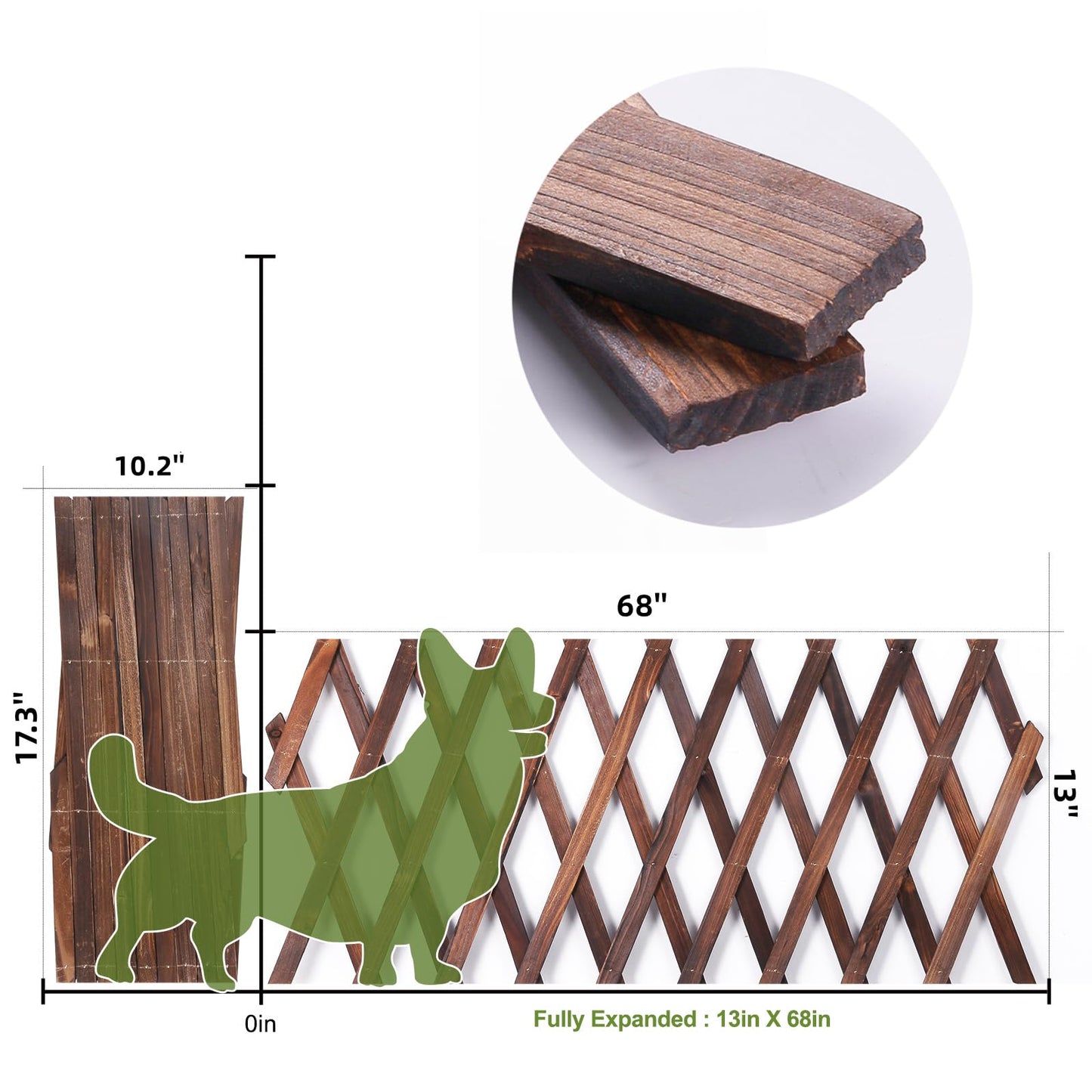 2 Pcs Expandable Garden Trellis, 13" x 68" Thickened Wooden Lattice Trellis for Climbing Plants Outdoor Ivy Vine Rose Clematis for Garden Fence Wall Patio Room Decor (2)