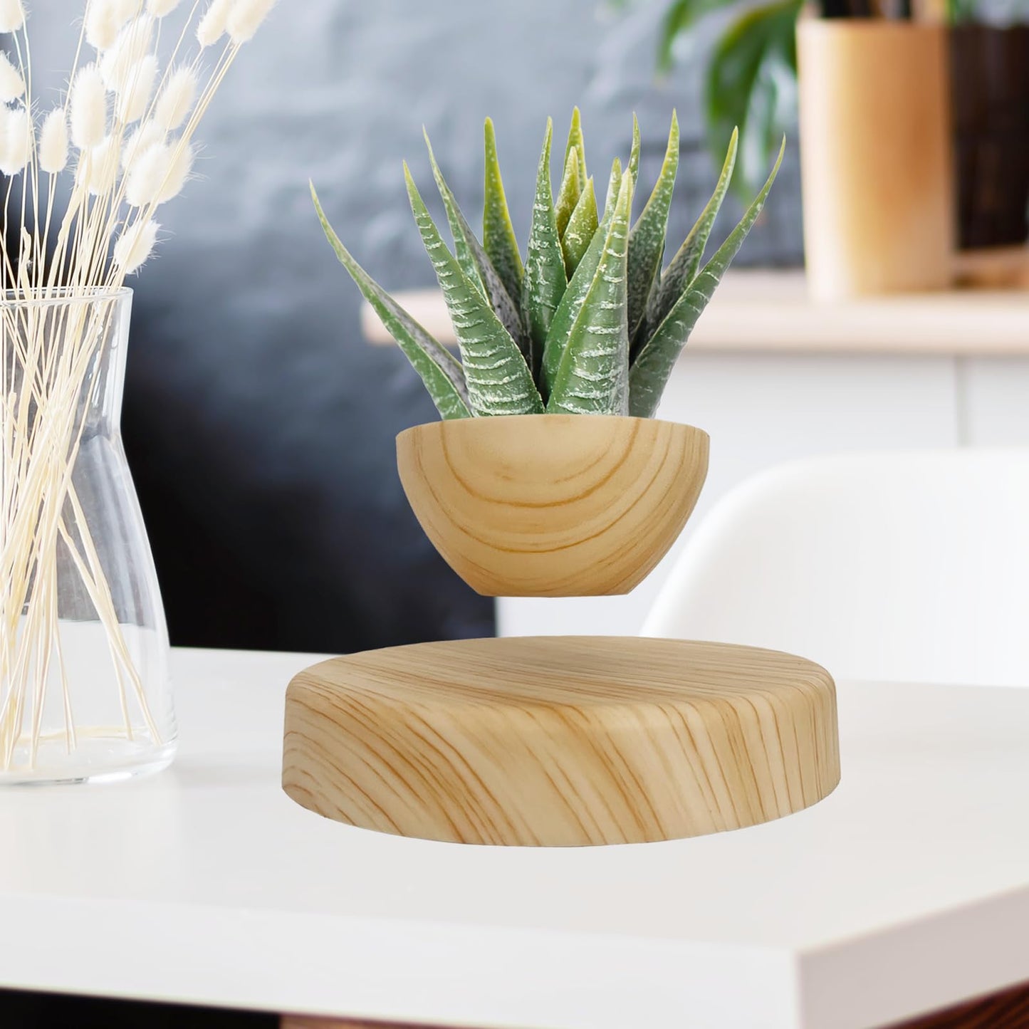 FLYSWITCH Magnetic Levitatng Plant Pot, Floating Plant Pot, Small Bonsai Pot for Succulent, Levitating Decoration for Home Office