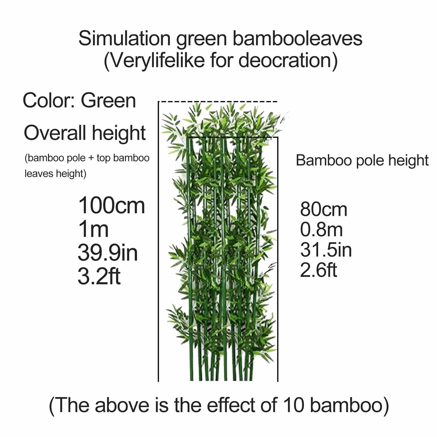Artificial Bamboo Plant Balcony Privacy Screen Indoor Space Divider Plants Privacy Fence for Outdoor Garden Terrace Courtyard Entrance(100cm/3.3ft)