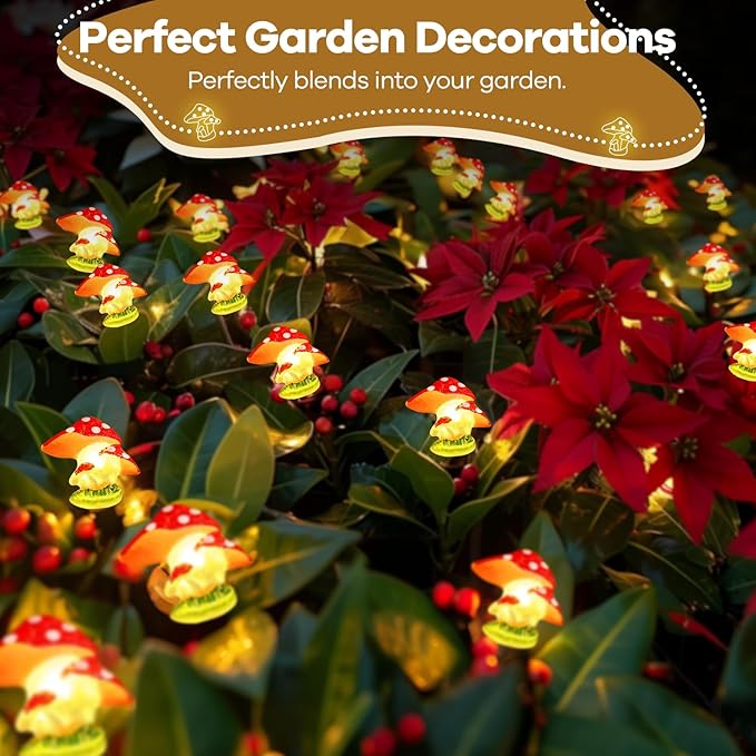 Mushroom Decor Cottage Core Decor 10FT 30LEDs Mushroom String Lights Battery Operated for Kids Gifts Bedroom Dorm Party Wedding Outdoor Patio Whimsical Decoration