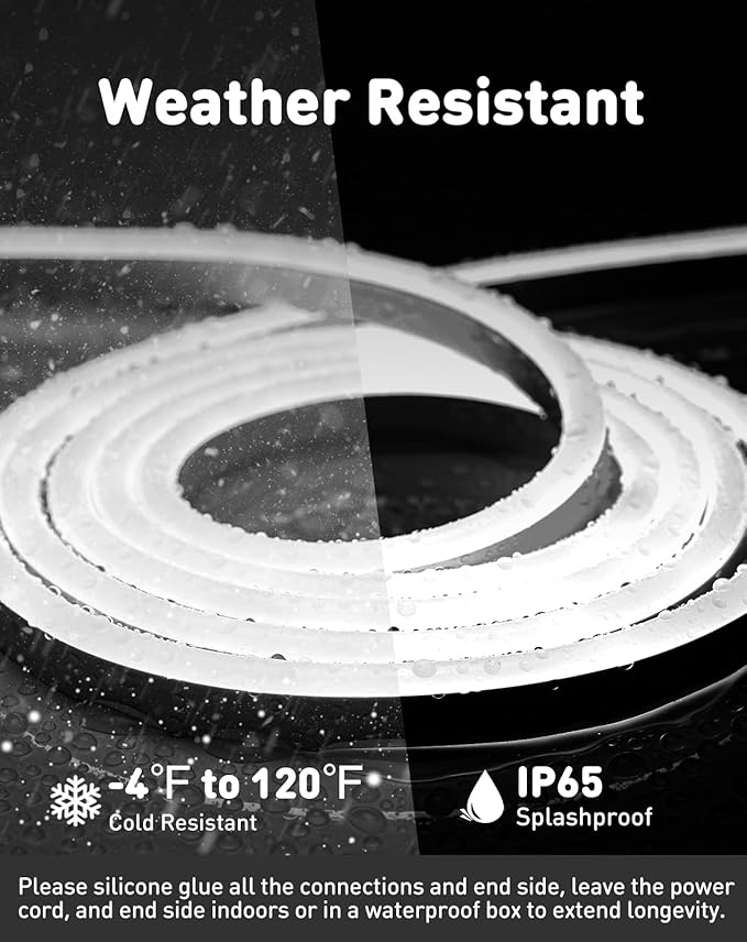 Shine Decor LED Rope Lights AC 120V, Connectable & Cuttable Dotless 120LEDs/M Eco Neon Strip Lighting, ETL IP65 Waterproof & Weather-Resistant for Home Commercial, 8x16mm, 6000K Cool White, 32.8FT