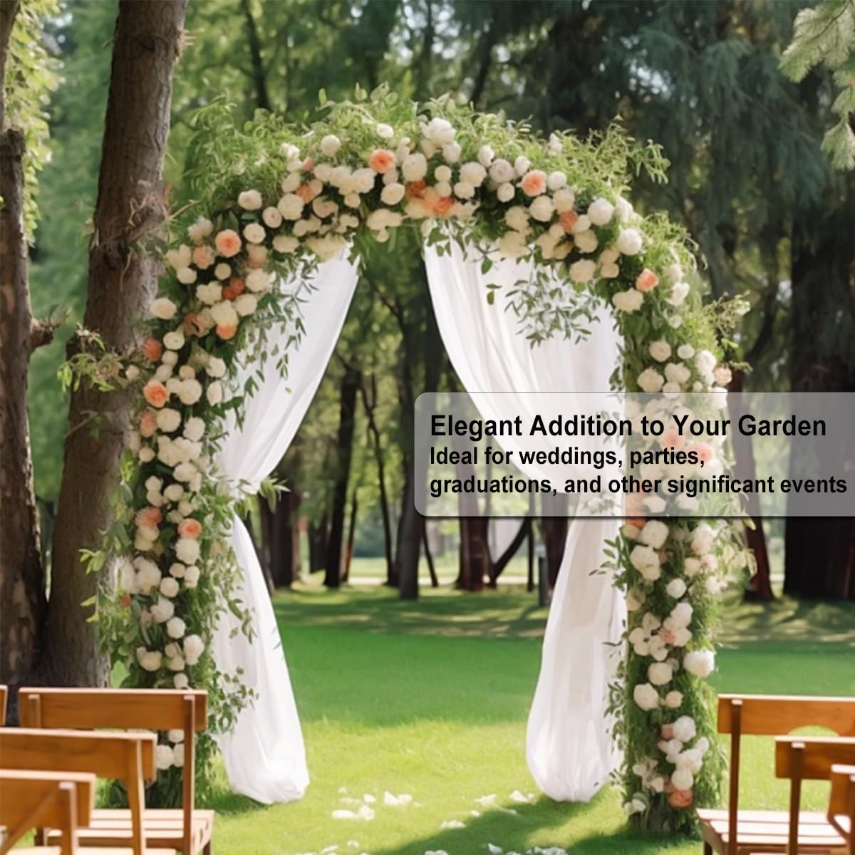 Garden Arch Trellis for Climbing Plants Outdoor Metal Trellis Wedding Arch Frame Assemble Freely 2 Sizes for Roses Vines Bridal Party Decoration, Black