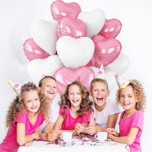 Light Pink Heart Balloons by [Brand Name] - 12 Pcs 18-Inch Foil Balloons for Baby Showers & Weddings