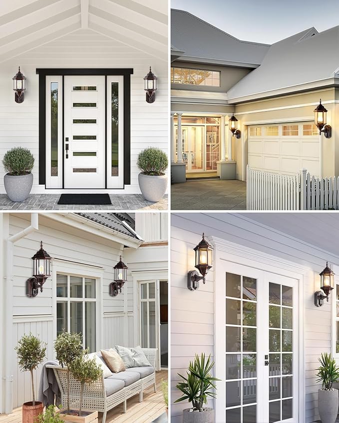 Redluck Motion Sensor Outdoor Lights, 16 inch Dusk to Dawn Outside Porch Lights, Waterproof Anti-Rust Aluminum Outdoor Wall Lights for House, Garage, Front Door, Antique Black and Bronze Gold