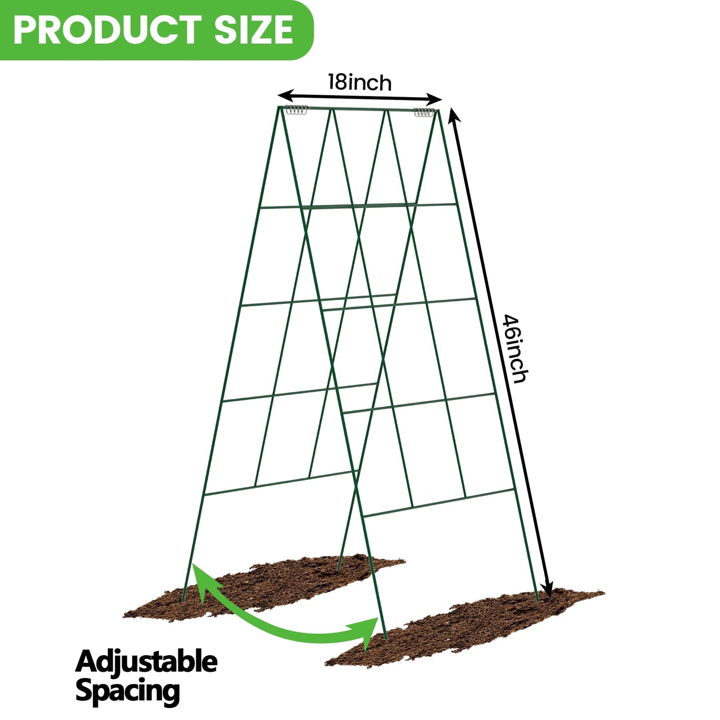 Toriexon Foldable Cucumber Trellis - 2 Pack, A-Frame Garden Trellis 46" L x 18" W, Steel Climbing Plants Support Raised Bed Trellis with Twist Ties & Plant Bags for Climbing Plants Outdoor