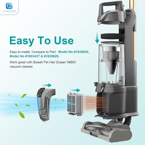 Bissell Pet Hair Eraser Filters - 2 Filters & 4 Foam Inserts for SurfaceSense Lift-Off Vacuums