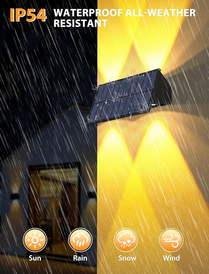 Solar Fence Lights,12Pack Solar Lights Outdoor 2700/4500/6000K 3 Mode Up & Down Solar Wall Lights Waterproof 100 Lumens Solar Powered Fence Light for Backyard/Pool/Railing/Patio/Porch/Step